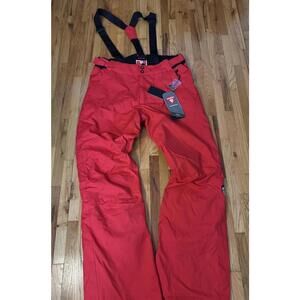 Rossignol Men Large Red RLKMP04 Ski Insulated Primaloft Snow Suspender Pants NEW